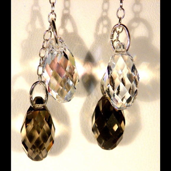 Handcrafted Teardrop  Briolette Crystal Earrings - Picture 2 of 3