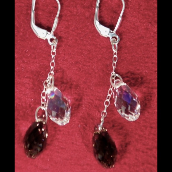 Handcrafted Teardrop  Briolette Crystal Earrings - Picture 3 of 3