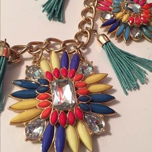 Multi Colored statement necklace with tassels