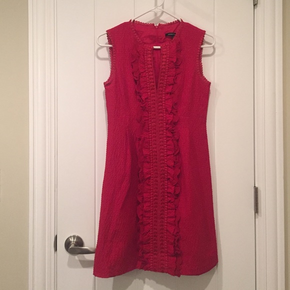 Red Nanette Lepore detail heavy above knee dress