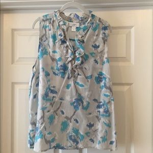 LOFT Sleeveless Blouse with Ruffle Accent