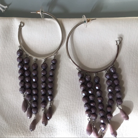 Dior hoops earrings with purple long beads