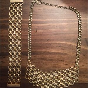 Gold Chain Necklace & Bracelet