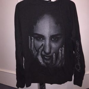 Demi Lovato grey crew neck long sleeve