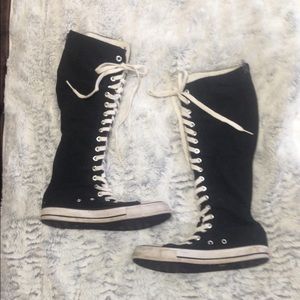 "Converse" knee high high tops black lace up