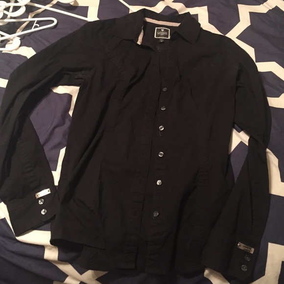 Express black button down
