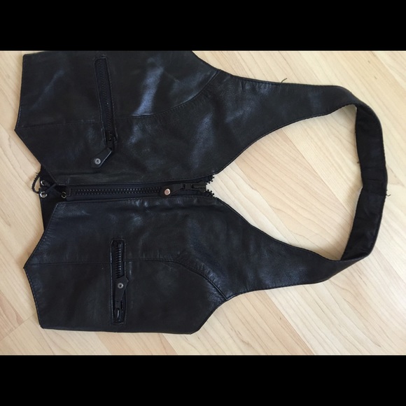 Black leather vest