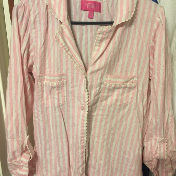 Victoria Secret Matching Pink Striped Pajama Set