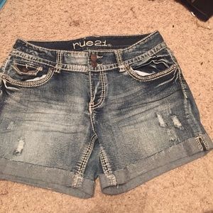 Distressed Denim Shorts