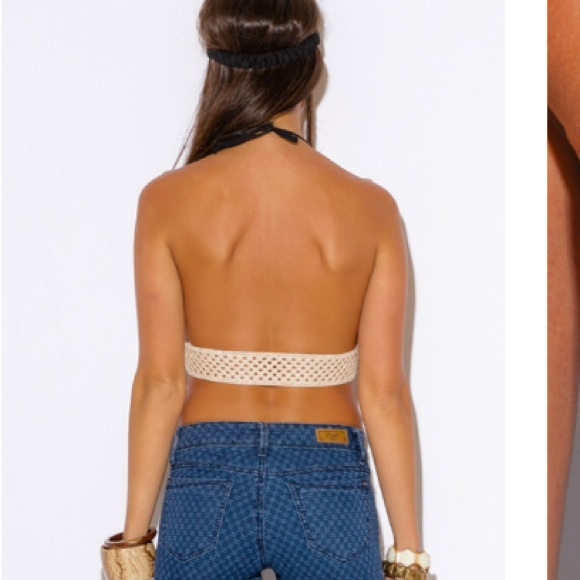 Black Cotton Halter Top - Picture 3 of 4