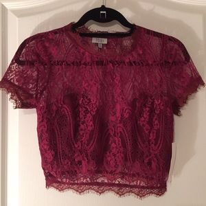Wine Colored Lace Crop Top