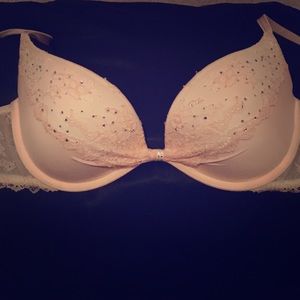 Blush pink with lace and jewels Demi bra.