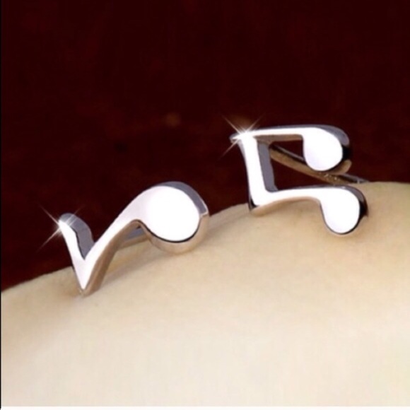 925 sterling silver musical note earrings - Picture 2 of 4