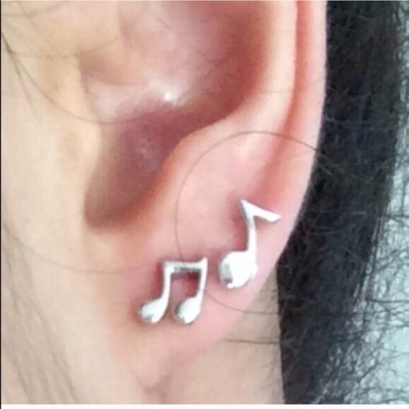 925 sterling silver musical note earrings - Picture 3 of 4