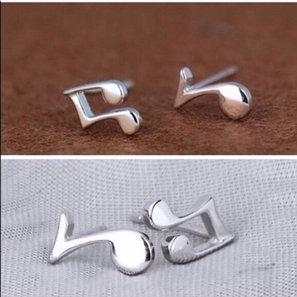 925 sterling silver musical note earrings - Picture 4 of 4