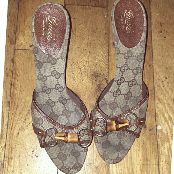 Gucci sandals brown pump mules