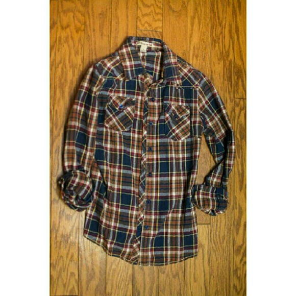 Flannel plaid button up top