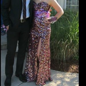 purple sequence formal dress