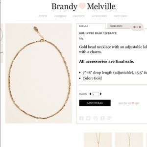 Brandy Melville gold cube bead necklace
