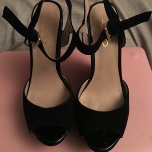 Aldo Black Suede Wedges