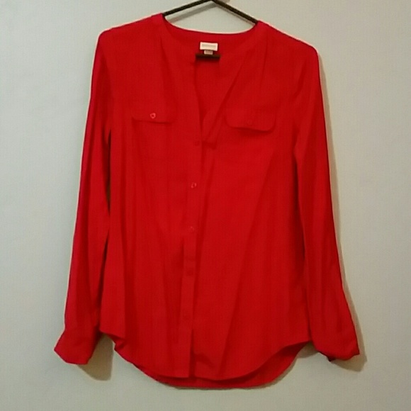 Red button down merona top - Picture 1 of 3