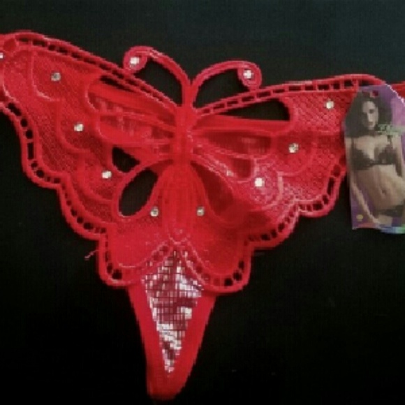 Red Butterfly Thong Panties
