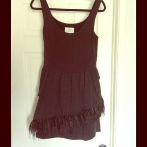 Marcus Madison feather fringe little black dress