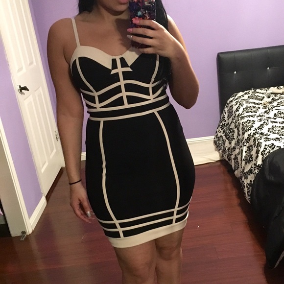 Black and off white dress