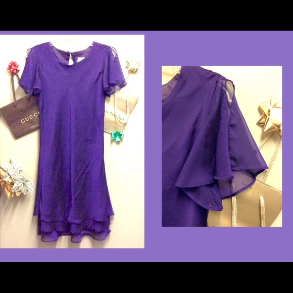 🌠SPECIAL PRICE DROP🌠 👗 A Beautiful Deep Purple Chiffon Dress 👗 - Picture 1 of 4