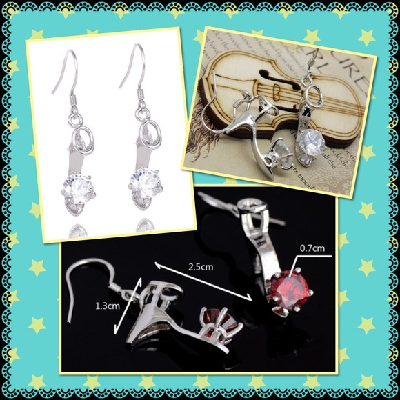 Sterling silver CZ high heel earrings - Picture 2 of 2