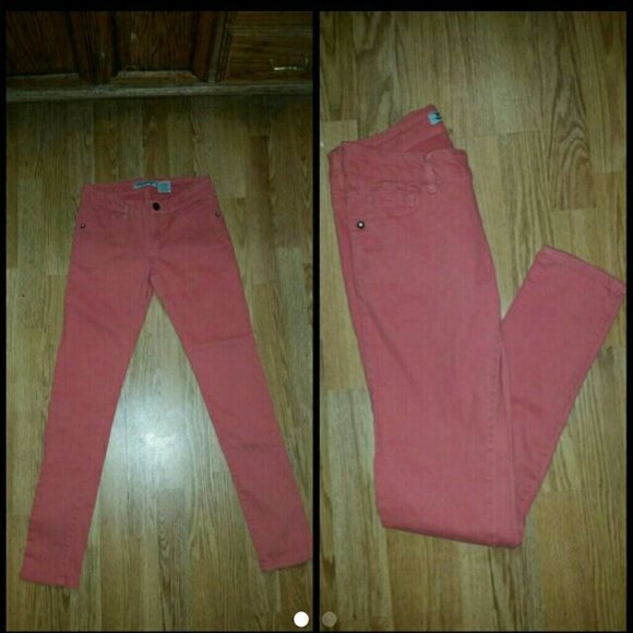 coral skinny jeans