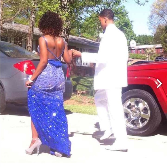 Blue Ombre Sequin Prom Dress