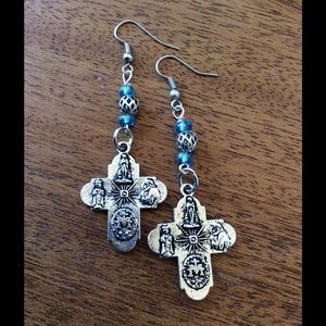 Cross Pierced Dangle Earrings