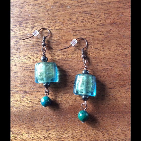 Aqua Drop Pierced Earrings