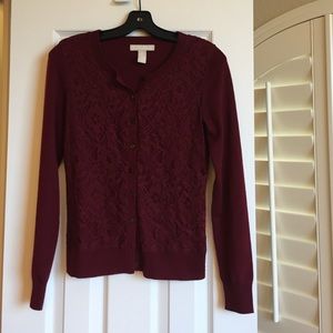 BR Cranberry Lace Cardigan