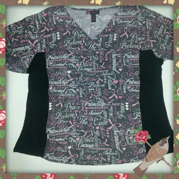 Breast cancer support scrub top