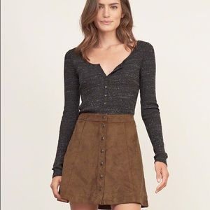 NEW ABERCROMBIE AND FITCH. FAUX SUEDE A-LINE SKIRT
