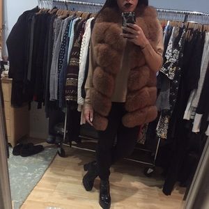 Camel Fox Fur Vest