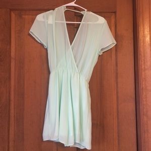 NWT Mint Romper with shoulder embellishments