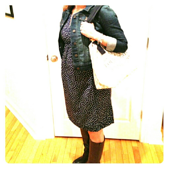BRAND NEW GAP Maternity Navy Polka Dot Dress