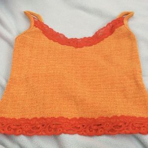 XOXO brand tank top with lace detail in Orange