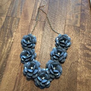 Grey flower statement necklace