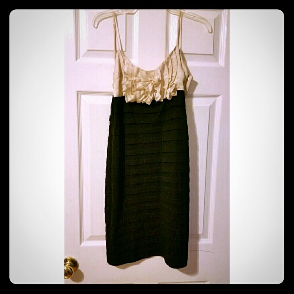 Black/Cream ruffle dress