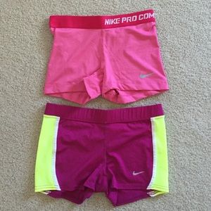 Two Nike compression shorts