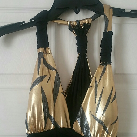 Small black and gold strappy Papaya dress - Picture 2 of 4