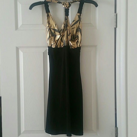 Small black and gold strappy Papaya dress - Picture 3 of 4