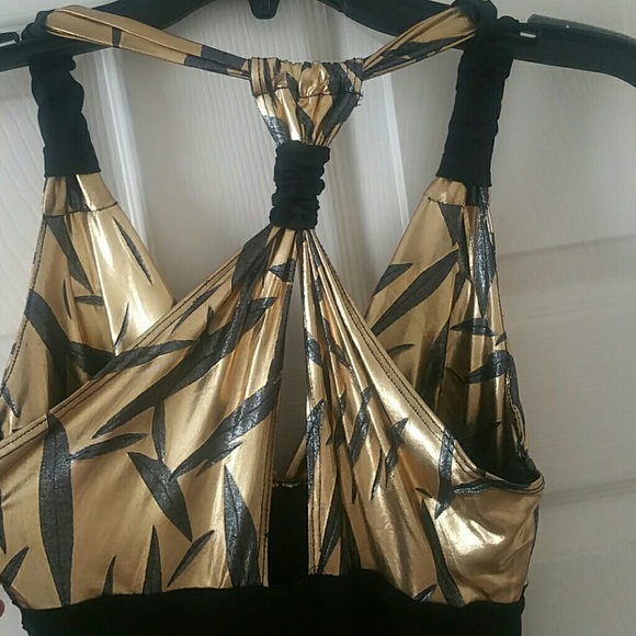 Small black and gold strappy Papaya dress - Picture 4 of 4