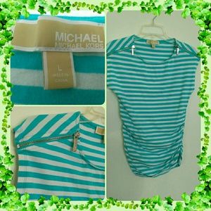 Michael Kors Blue Stripped Blouse