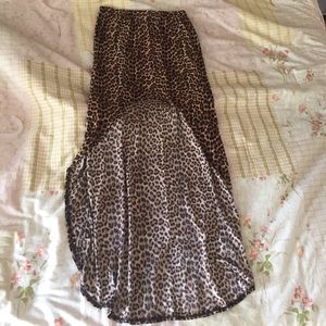 Leopard hi-low skirt