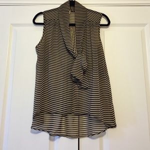 Tan and black sheer top